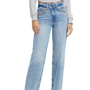 NWOT Good American Rhinestone Good '90s Crossover Jeans
